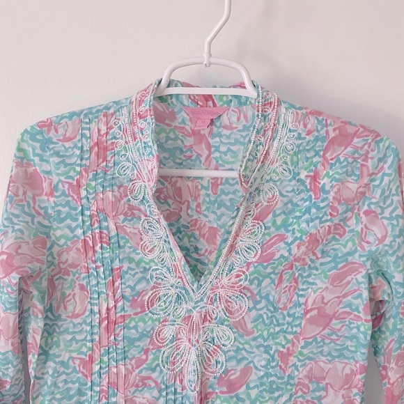 Y2K Lilly Pulitzer Sarasota Beaded Tunic in Lobstah Roll Print - Picture 6 of 14